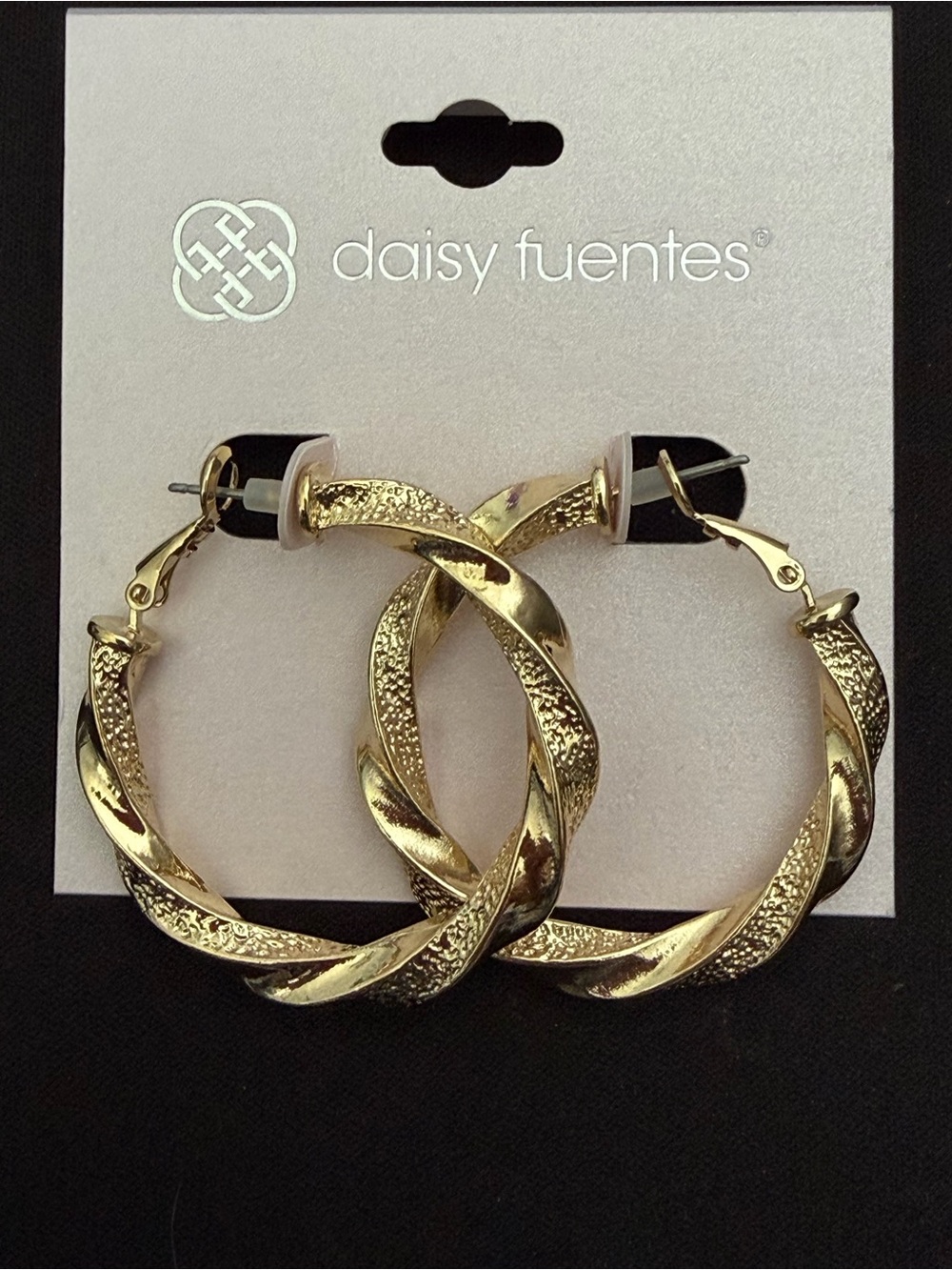 Daisy Fuentes Textured Gold Twist Hoop Earrings